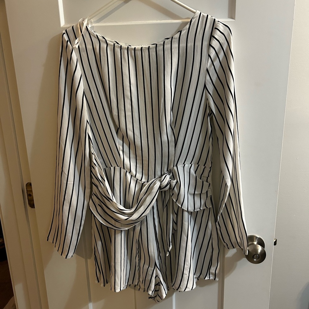 Striped Long Sleeve Romper